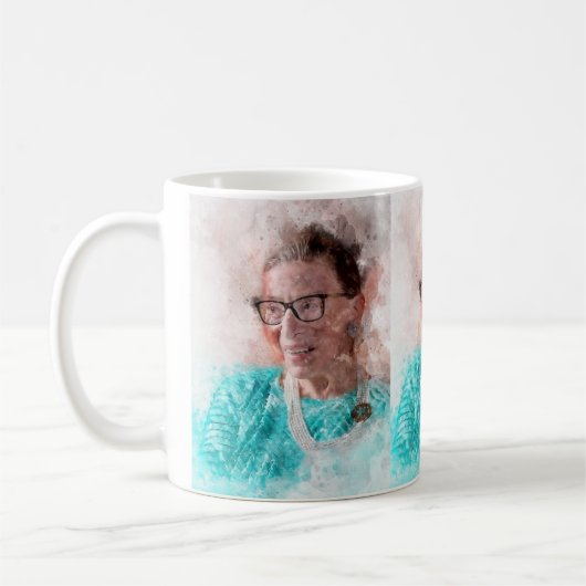 Ruth Bader Ginsburg Lächeln Wasserfarbportrait T Kaffeetasse (Links)