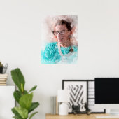 Ruth Bader Ginsburg Lächeln Wasserfarbportrait T Poster (Heimbüro)