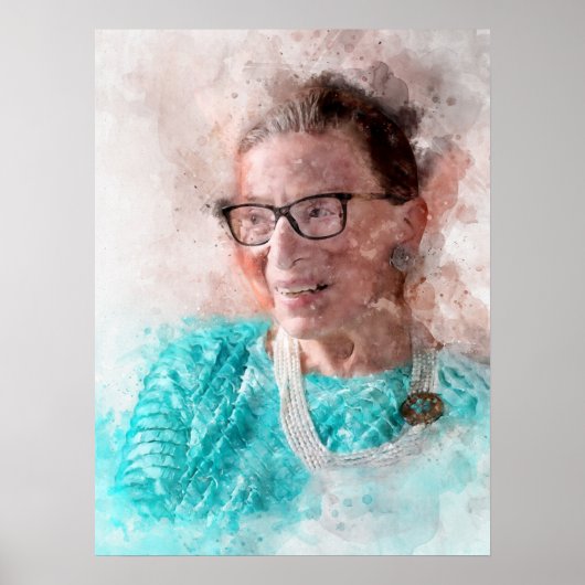 Ruth Bader Ginsburg Lächeln Wasserfarbportrait T Poster (Vorne)