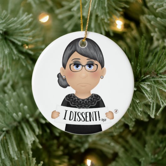Ruth Bader Ginsburg mit 3 I Dissent! Keramik Ornament (Baum)