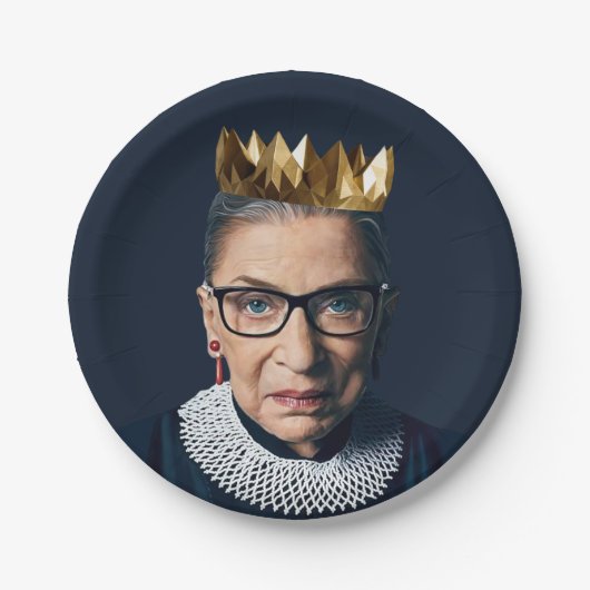 Ruth Bader Ginsburg mit Goldkrone Pappteller (Vorderseite)