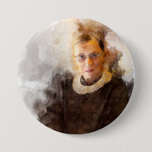 Ruth Bader Ginsburg mit Richter Robe Portrait Button (Vorderseite)