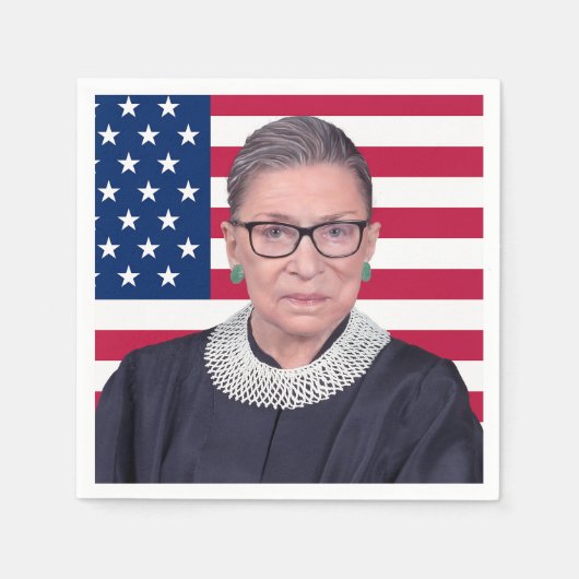 Ruth Bader Ginsburg mit US-Flagge Serviette (Vorderseite)