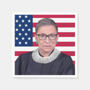 Ruth Bader Ginsburg mit USA-Flagge Serviette