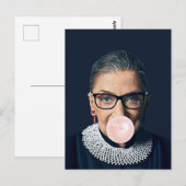 Ruth Bader Ginsburg Pink Bubble gum Postkarte (Vorne/Hinten)
