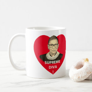 Ruth Bader Ginsburg Supreme Diva Tinted Red Heart Kaffeetasse