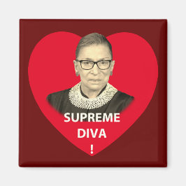 Ruth Bader Ginsburg Supreme Diva Tinted Red Heart Magnet