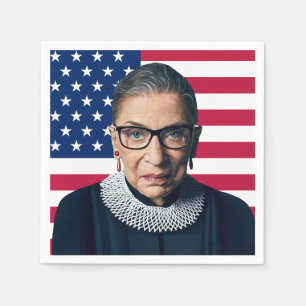 Ruth Bader Ginsburg und USA Flag Serviette