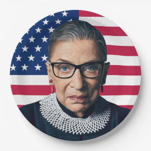 Ruth Bader Ginsburg und USA-Flagge Pappteller