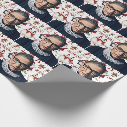 Ruth Bader Ginsburg Weihnachtsmuster Geschenkpapier (Ecke)