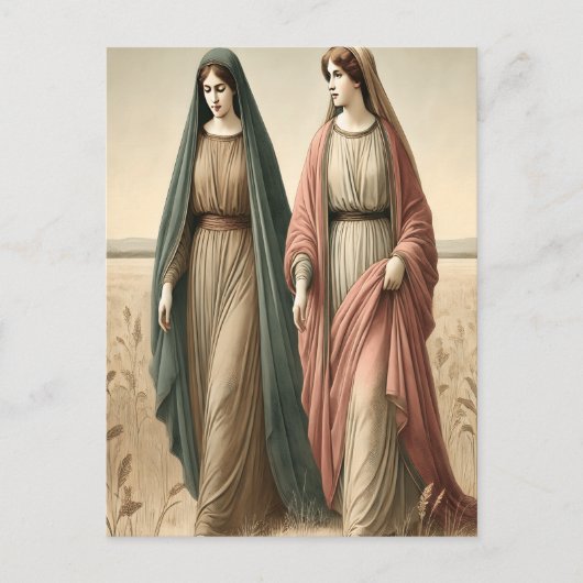 Ruth geht im Glauben in Richtung neue Hoffnung Postkarte (Vorderseite)