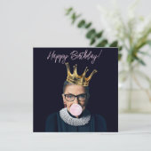 Ruth Ginsburg Krone rosa Kaugummi Happy Birthday! Karte (Stehend Vorderseite)