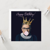 Ruth Ginsburg Krone rosa Kaugummi Happy Birthday! Karte (Vorderseite/Rückseite Beispiel)