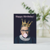 Ruth Ginsburg Krone rosa Kaugummi Happy Birthday! Postkarte (Stehend Vorderseite)