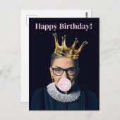 Ruth Ginsburg Krone rosa Kaugummi Happy Birthday! Postkarte (Vorne/Hinten)