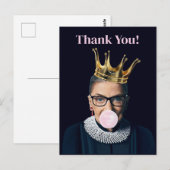 Ruth Ginsburg Krone rosa Kaugummi Vielen Dank! Postkarte (Vorne/Hinten)