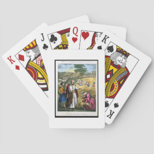 Ruth im Feld Boaz, aus einer Bibel, gedruckt von Spielkarten