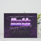 Ruth Name Vorname lila retro Karte Geburtstag (Stehend Vorderseite)