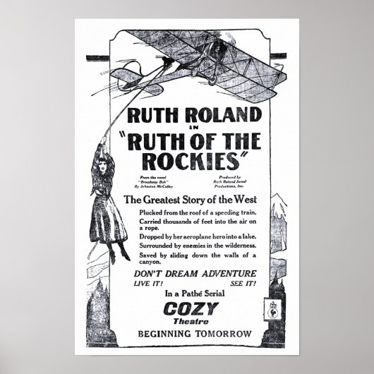 Ruth Roland 1920 Vintager Film und Poster (Vorne)