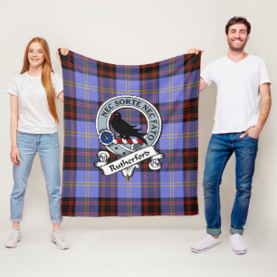 Rutherford Clan Abzeichen Tartan Kariert Fleecedecke