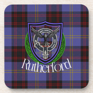 Rutherford-Schottischer-Clan-Tartan & -Wappen Getränkeuntersetzer