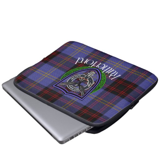 Rutherford Scottish Clan Tartan and Crest Laptopschutzhülle (Vorne Knopf)