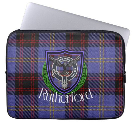 Rutherford Scottish Clan Tartan and Crest Laptopschutzhülle (Vorderseite)