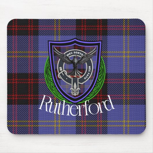 Rutherford Scottish Clan Tartan and Crest Mousepad (Vorne)