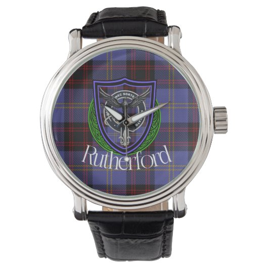 Rutherford Scottish Clan Tartan & Crest Armbanduhr (Vorderseite)