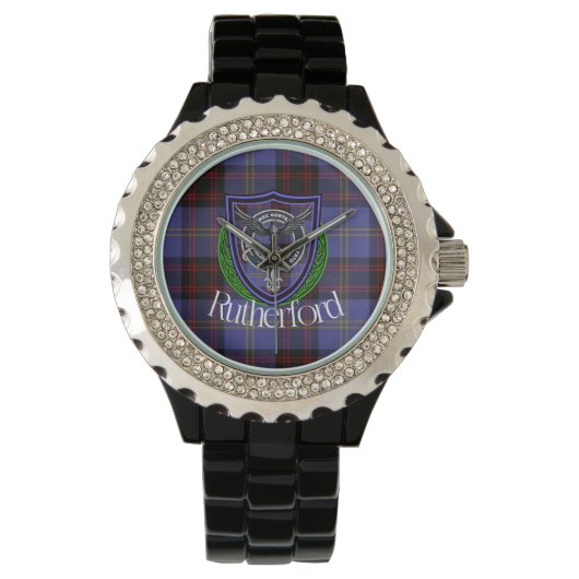 Rutherford Scottish Clan Tartan & Crest Armbanduhr (Vorderseite)