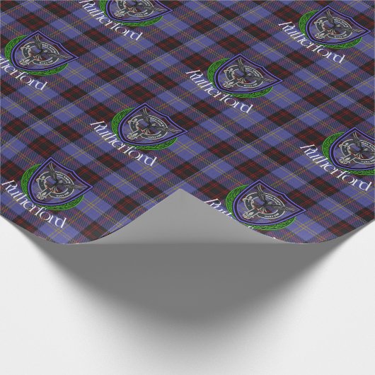 Rutherford Scottish Clan Tartan & Crest Geschenkpapier (Ecke)