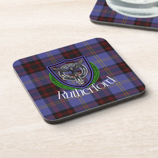 Rutherford Scottish Clan Tartan & Crest Getränkeuntersetzer (Linke Seite)