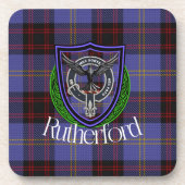 Rutherford Scottish Clan Tartan & Crest Getränkeuntersetzer (Vorderseite)