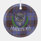 Rutherford Scottish Clan Tartan & Crest Ornament Aus Glas (Vorderseite)