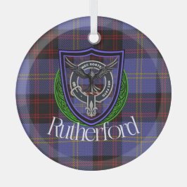 Rutherford Scottish Clan Tartan & Crest Ornament Aus Glas