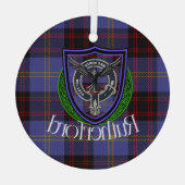 Rutherford Scottish Clan Tartan & Crest Ornament Aus Glas (Rückseite)