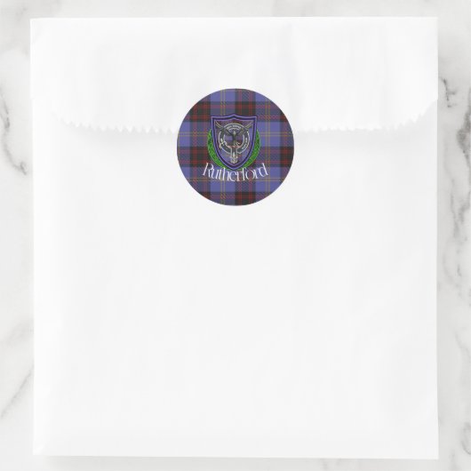 Rutherford Scottish Clan Tartan & Crest Runder Aufkleber (Tasche)