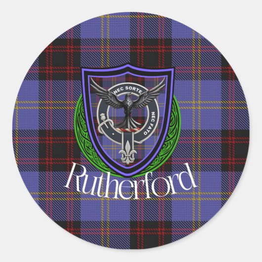 Rutherford Scottish Clan Tartan & Crest Runder Aufkleber (Vorderseite)