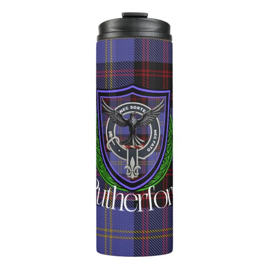 Rutherford Scottish Clan Tartan & Crest Thermosbecher (Vorderseite)