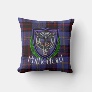 Rutherford Scottish Clan Tartan & Wappen Kissen