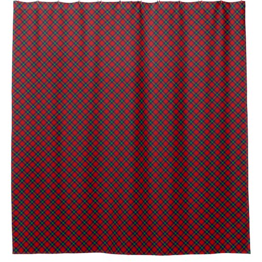 Ruthven Tartan Rot Blau kariert Duschvorhang (Vorderseite)