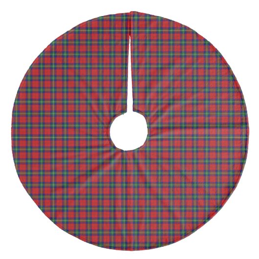 Ruthven Tartan Rot Blau kariert Fleece Weihnachtsbaumdecke (Vorderseite)