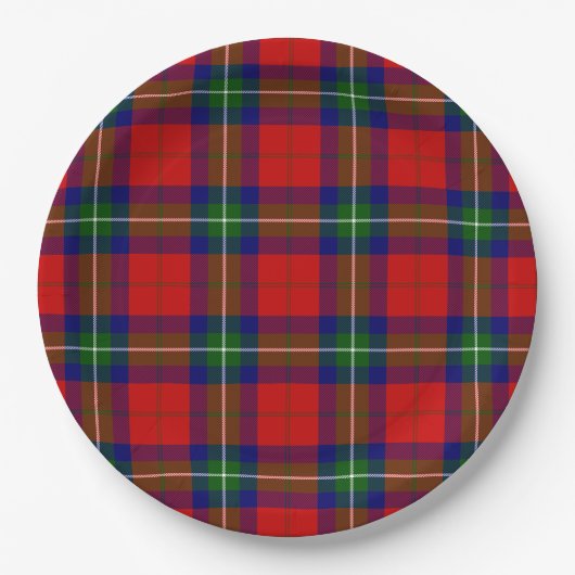 Ruthven Tartan Rot Blau kariert Pappteller (Vorderseite)