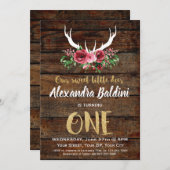 Rutic Deer Birthday Einladung (Vorne/Hinten)