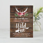 Rutic Deer Birthday Einladung (Stehend Vorderseite)