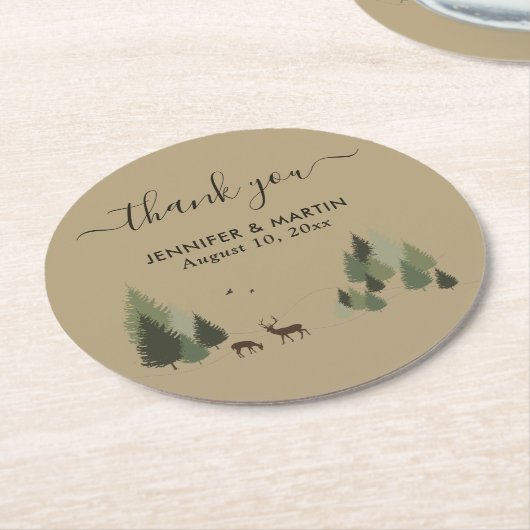 Rutic Forest Wedding Paper Untersetzer Doe and Buc (Angewinkelt)