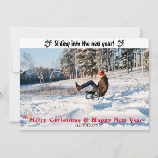 Rutschen Sie in die Neujahrskarte Feiertagskarte