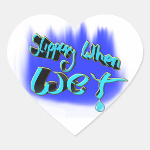 rutschig, wenn nass Herz-Aufkleber