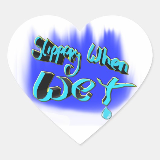 rutschig, wenn nass Herz-Aufkleber (Vorderseite)