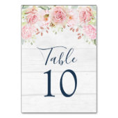 Rutsic Pink Floral Wedding Table Number Cards Tischnummer (Rückseite)